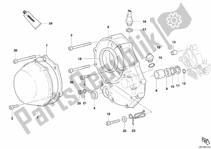 Alle onderdelen voor de Koppelingsdeksel van de Ducati Monster S4R USA 1000 2006